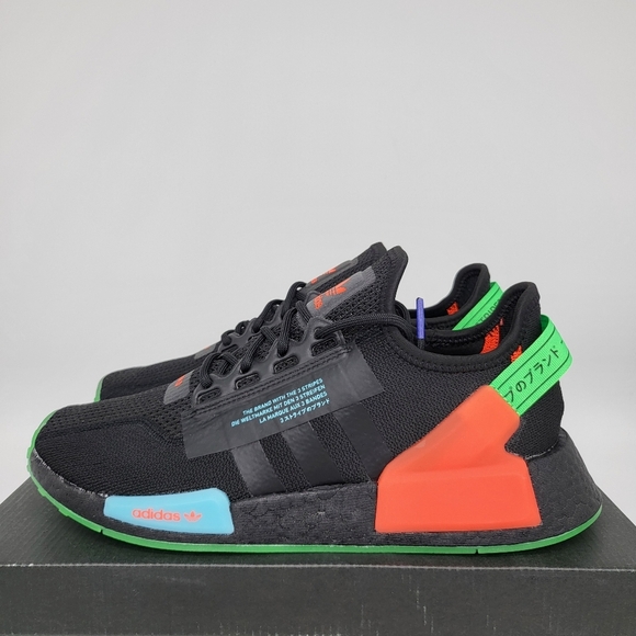 New Adidas NMD_R1 V2 'Glow In The Dark' Men's Running Shoes Size 9.5 - Picture 1 of 9